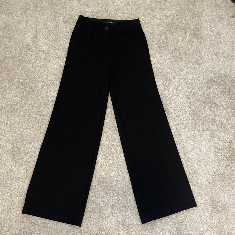 LOFT Black Wide-Leg High Waist Women's Pants Size 00